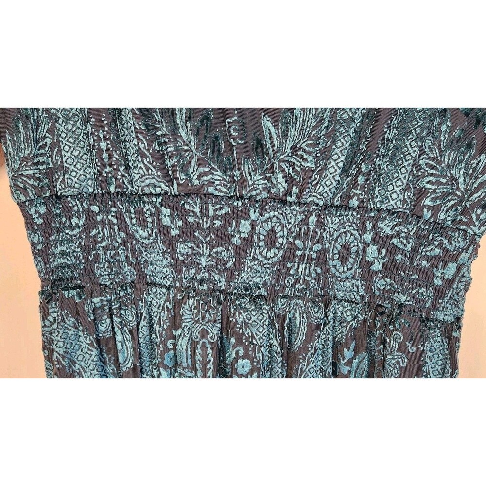 Baltic Born Leslie Embossed Velvet Maxi Emerald Size L Dress Short Sleeve NWT - Picture 9 of 14